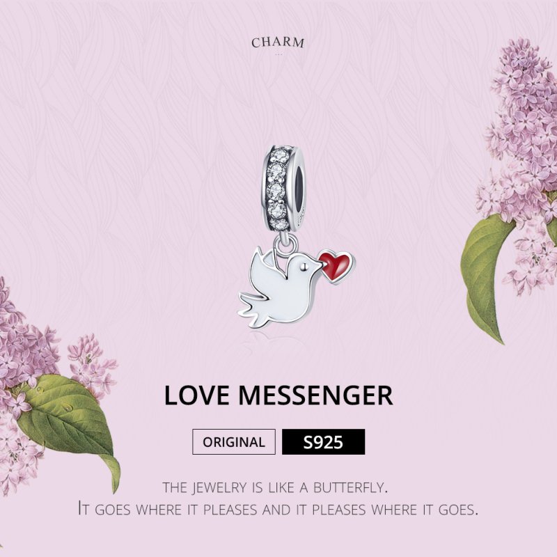 (obrázek pro) Stříbrné Visací Přívěsek Láska Messenger SCC1227, Kubická zirkonie, Pandora styl - Zobrazit 2