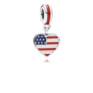 Americká vlajka ve tvaru srdce, modrá, červená a bílá glazura - 791548ENMX - Přívěsky | PANDORA (obrázek pro) Americká vlajka ve tvaru srdce, modrá, červená a bílá glazura - 791548ENMX - Přívěsky | PANDORA