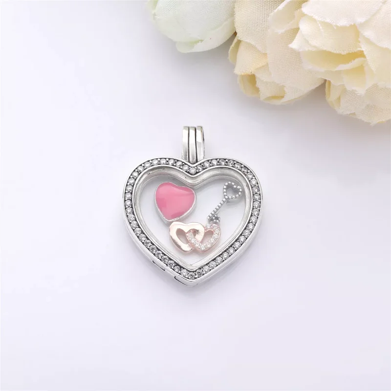 (obrázek pro) Sparkling PANDORA Heart Floating Locket Pendant Charm - Zobrazit 3