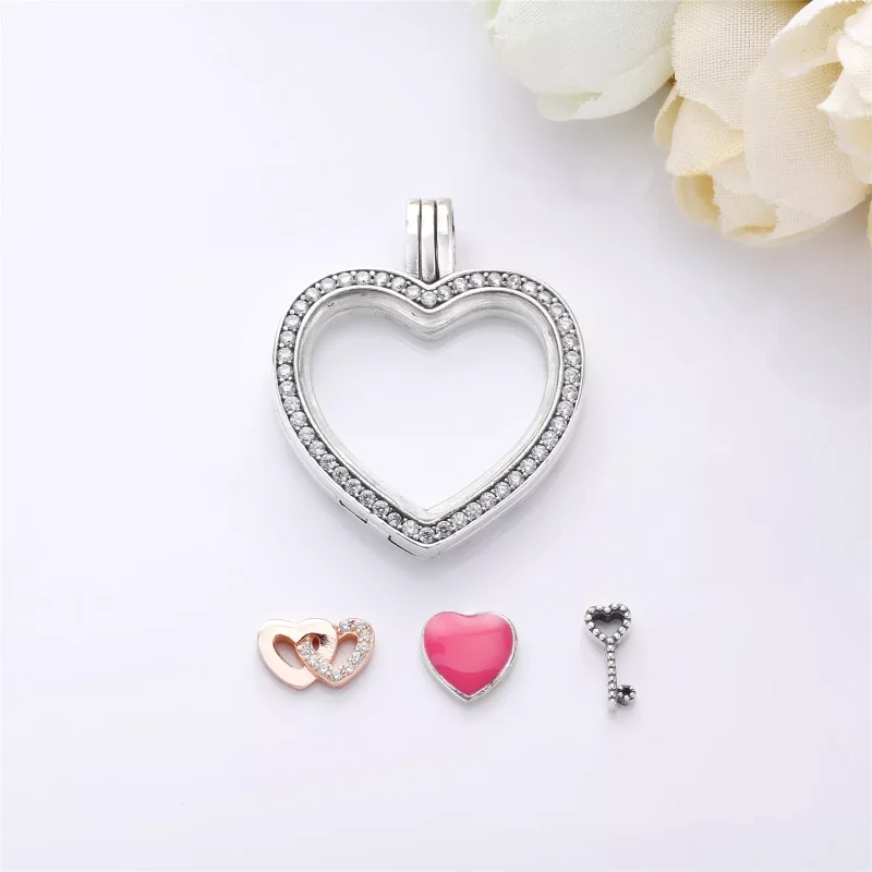 (obrázek pro) Sparkling PANDORA Heart Floating Locket Pendant Charm - Zobrazit 4