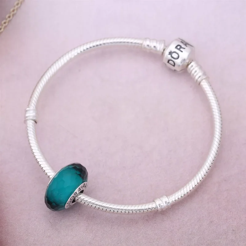(obrázek pro) Teal Faceted broušené sklo Murano PANDORA - Zobrazit 2