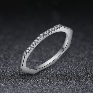 Stříbrné prsten Geometrie SCR045, Kubická zirkonie, jako Pandora
