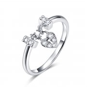 Stříbrné prsten Srdeční Zámek SCR466, Kubická zirkonie, jako Pandora