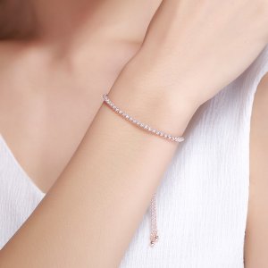 14k Pozlacené Řetízkový náramek Elegantní Doprovod SCB046, Kubická zirkonie, Pandora styl