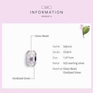 Stříbrné Přívěsek Sakura SCC1302, Murano sklo, jako Pandora