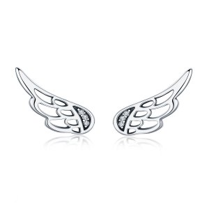 Stříbrné Peckové Náušnice Elfí Křídla SCE343, Kubická zirkonie, jako Pandora