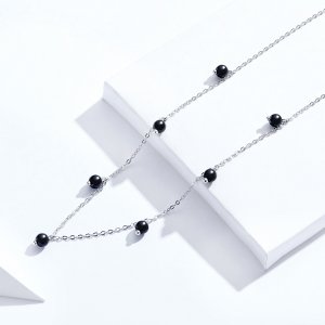 Stříbrné Náhrdelník Černý Syntetický Krystal SCN392 Pandora styl