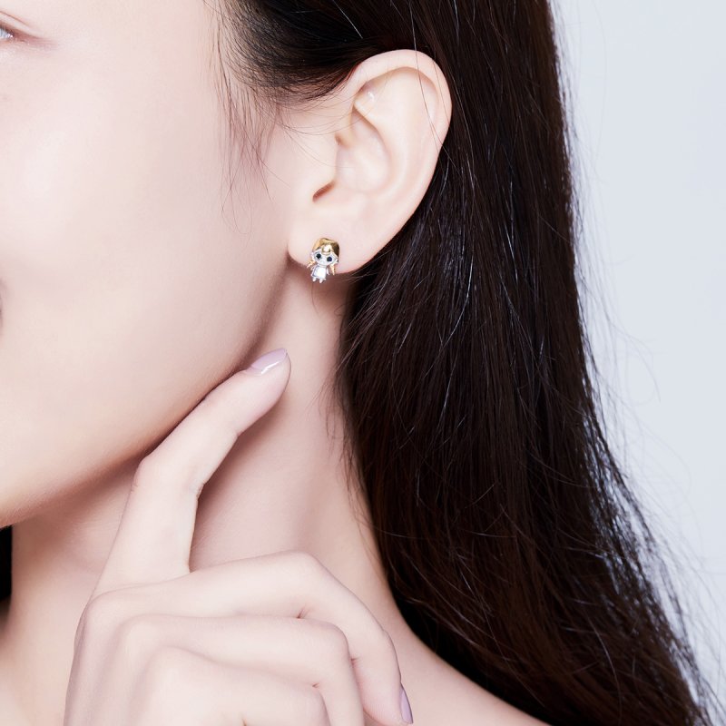 (obrázek pro) 14k Pozlacené Peckové Náušnice Braid Dívka SCE675 Pandora styl - Zobrazit 4