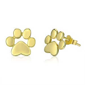 14k Pozlacené Peckové Náušnice Roztomilý Paw Mark SCE407-4 Pandora styl (obrázek pro) 14k Pozlacené Peckové Náušnice Roztomilý Paw Mark SCE407-4 Pandora styl
