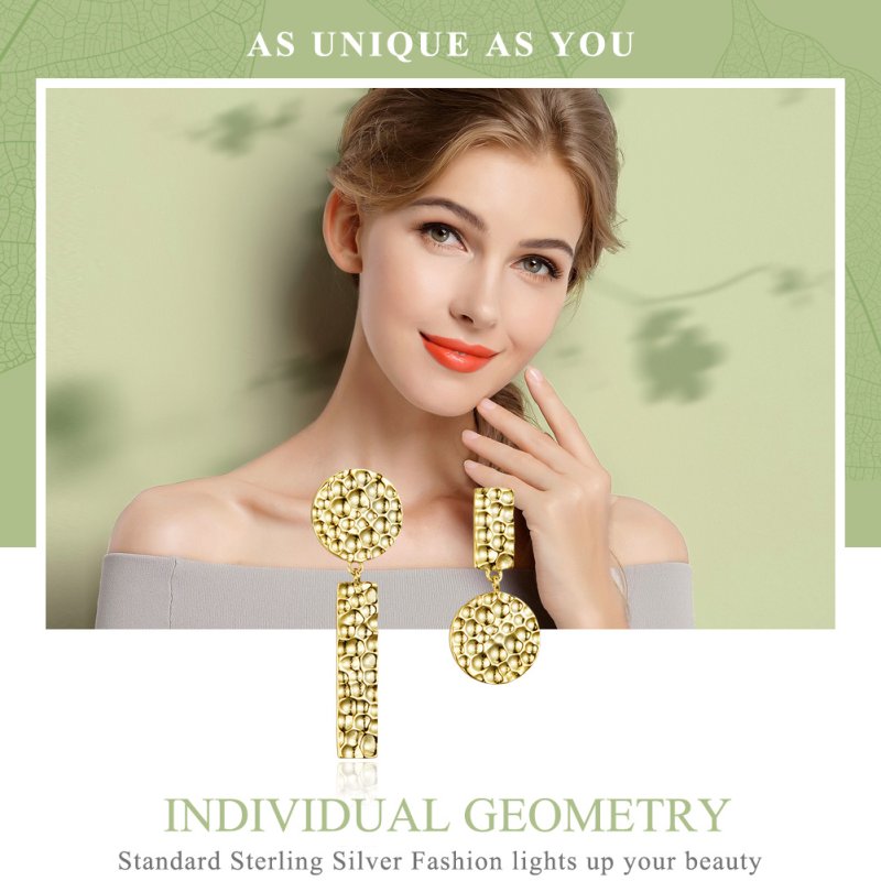 (obrázek pro) 14k Pozlacené Visací Náušnice Individuální Geometrie SCE533 jako Pandora - Zobrazit 2