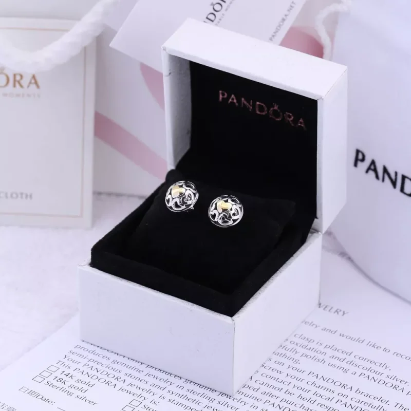 (obrázek pro) Naušnice, sterlingové stříbro, 14kt zlato - 290557 - Náušnice | PANDORA - Zobrazit 2