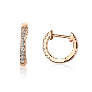 Rose Gold Kruhové Náušnice Malý Kruh SCE498-C, Kubická zirkonie, Pandora styl (obrázek pro) Rose Gold Kruhové Náušnice Malý Kruh SCE498-C, Kubická zirkonie, Pandora styl