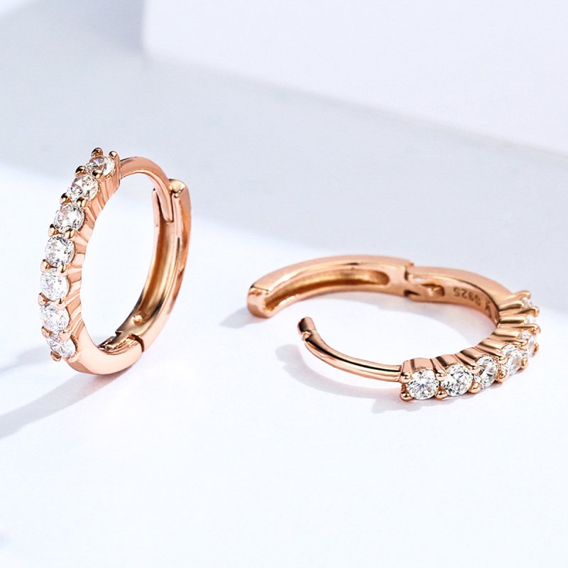 (obrázek pro) Rose Gold Kruhové Náušnice Prohlášení O Milosti SCE351-C, Kubická zirkonie, Pand - Zobrazit 3