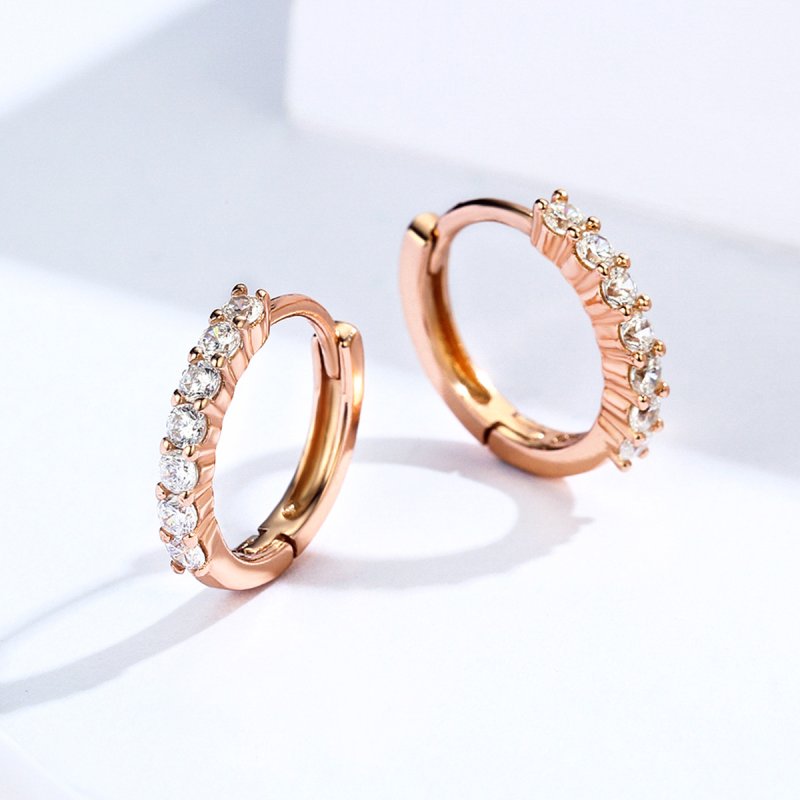 (obrázek pro) Rose Gold Kruhové Náušnice Prohlášení O Milosti SCE351-C, Kubická zirkonie, Pand - Zobrazit 5