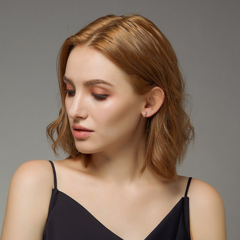 (obrázek pro) Rose Gold Kruhové Náušnice Srdce Datování SCE445-C, Kubická zirkonie, Pandora st - Zobrazit 4