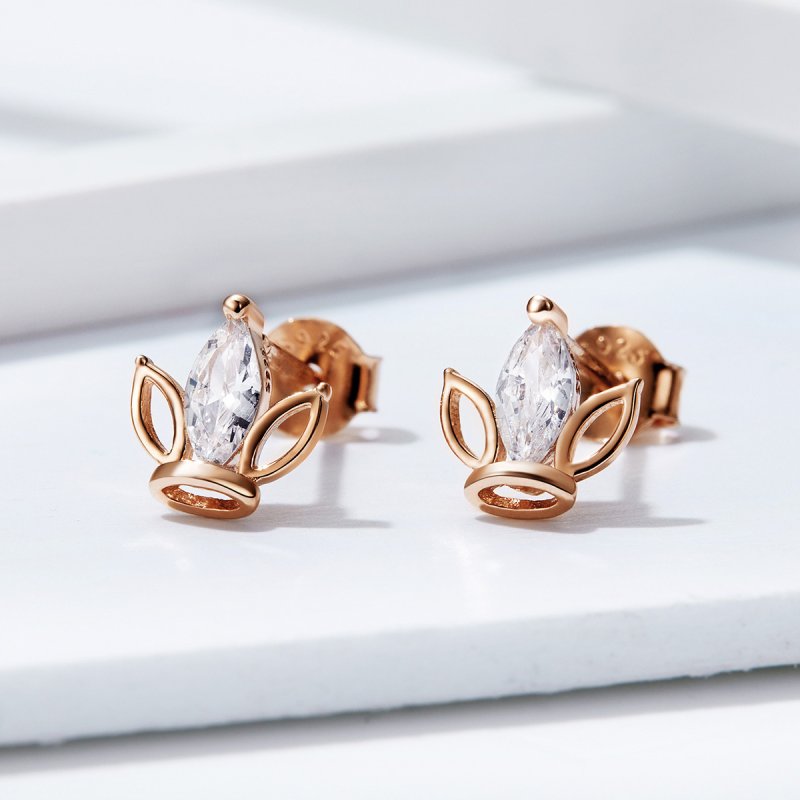 (obrázek pro) Rose Gold Peckové Náušnice Guard SCE607, Kubická zirkonie, jako Pandora - Zobrazit 2