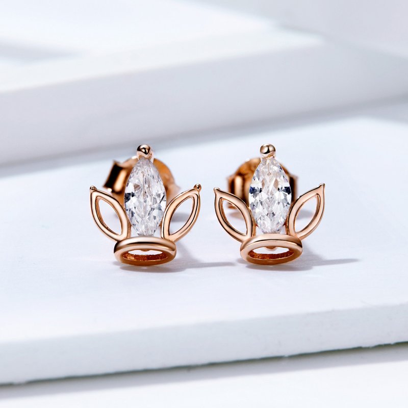 (obrázek pro) Rose Gold Peckové Náušnice Guard SCE607, Kubická zirkonie, jako Pandora - Zobrazit 3