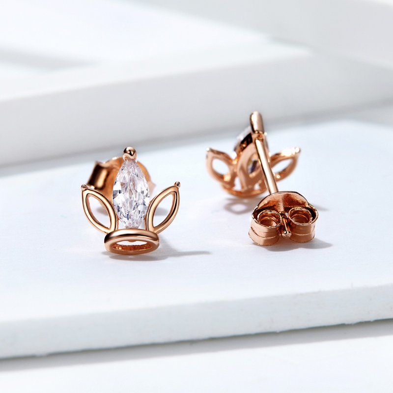 (obrázek pro) Rose Gold Peckové Náušnice Guard SCE607, Kubická zirkonie, jako Pandora - Zobrazit 4
