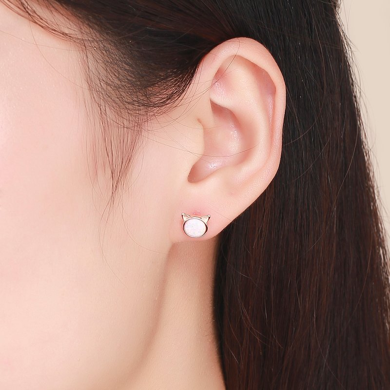(obrázek pro) Rose Gold Peckové Náušnice Kočičí Hvězda SCE538 Pandora styl - Zobrazit 4
