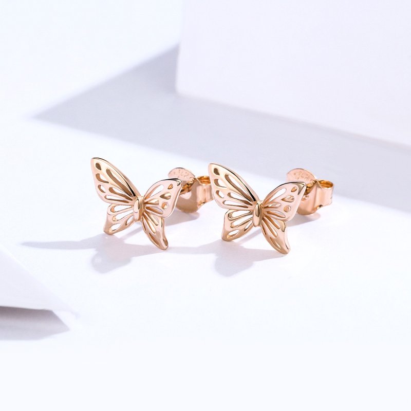 (obrázek pro) Rose Gold Peckové Náušnice Motýl SCE452-C Pandora styl - Zobrazit 2