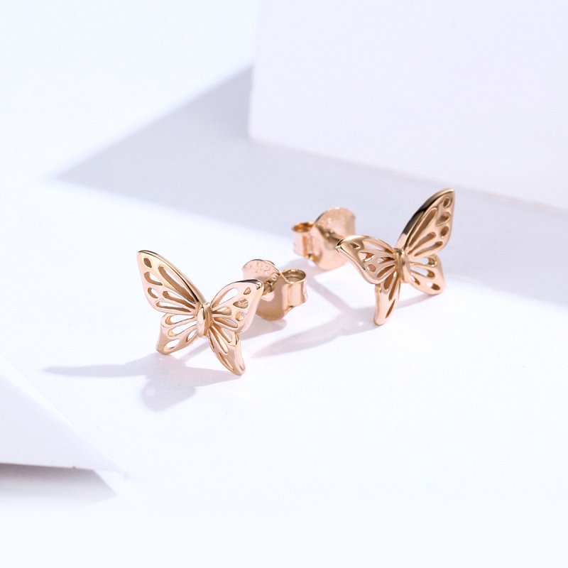 (obrázek pro) Rose Gold Peckové Náušnice Motýl SCE452-C Pandora styl - Zobrazit 3