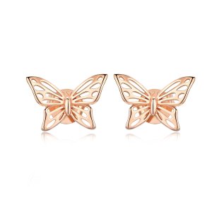 (obrázek pro) Rose Gold Peckové Náušnice Motýl SCE452-C Pandora styl
