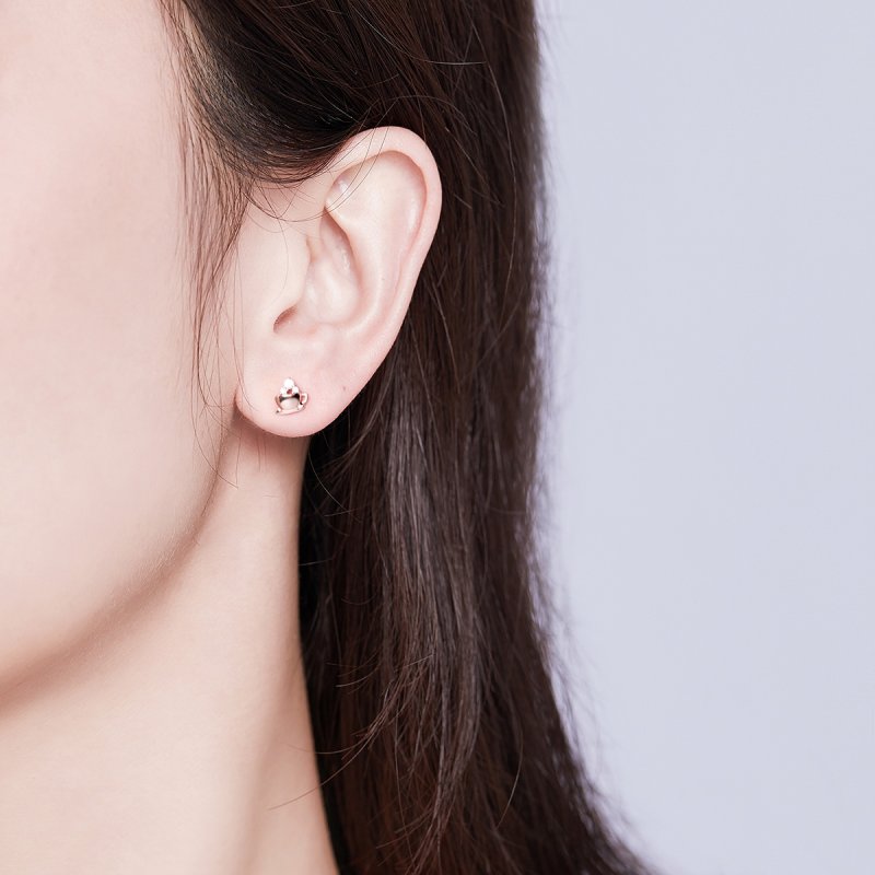(obrázek pro) Rose Gold Peckové Náušnice Odpolední Káva SCE592, Kubická zirkonie, jako Pandora - Zobrazit 5