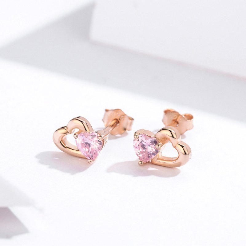 (obrázek pro) Rose Gold Peckové Náušnice Palpitation SCE090-C, Kubická zirkonie, jako Pandora - Zobrazit 2