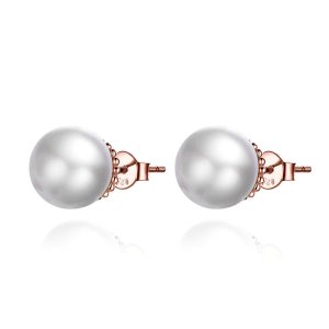 (obrázek pro) Rose Gold Peckové Náušnice Perla SCE609 Pandora styl