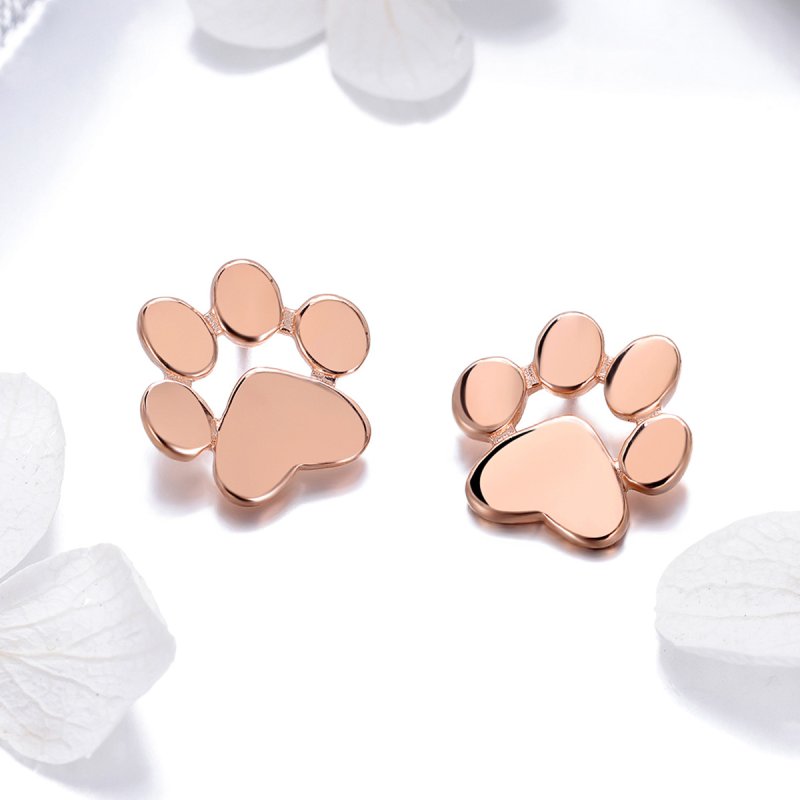 (obrázek pro) Rose Gold Peckové Náušnice Roztomilá Kočka Tlapa SCE407-3 Pandora styl - Zobrazit 2