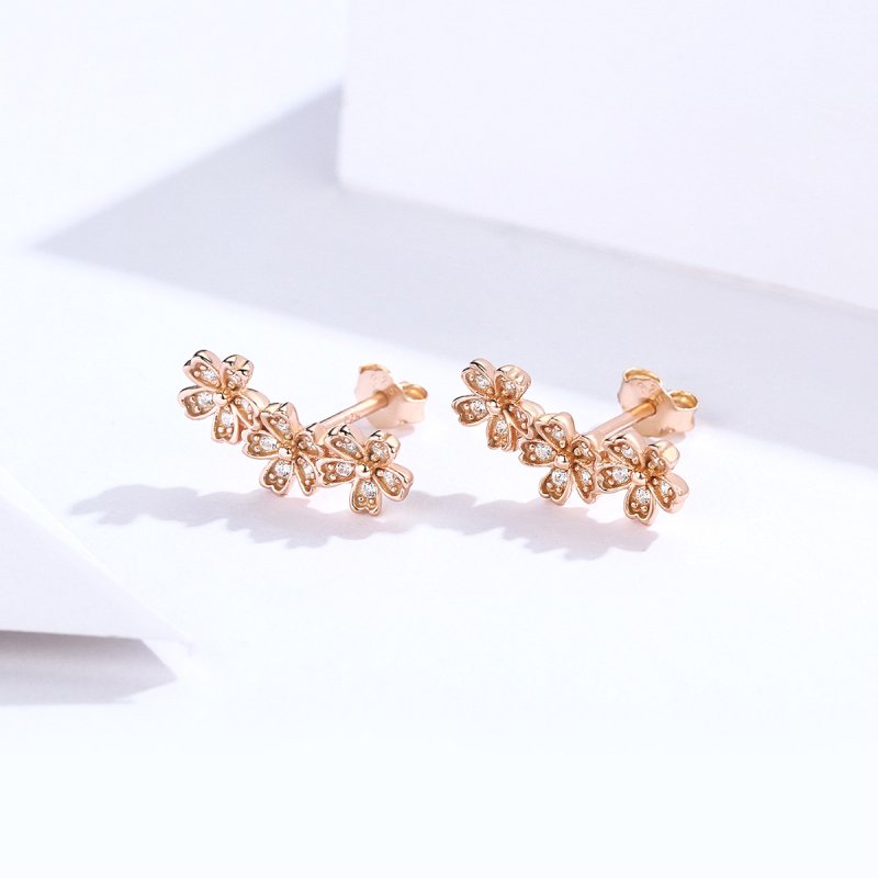 (obrázek pro) Rose Gold Peckové Náušnice Smluvně Sedmikráska SCE419-C, Kubická zirkonie, jako - Zobrazit 2