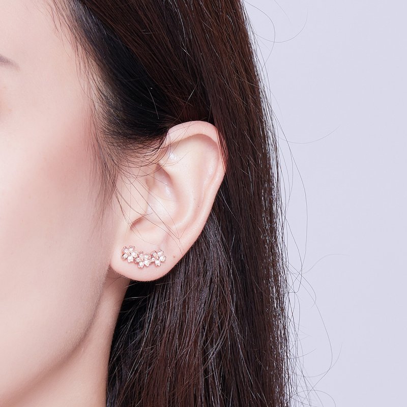 (obrázek pro) Rose Gold Peckové Náušnice Smluvně Sedmikráska SCE419-C, Kubická zirkonie, jako - Zobrazit 4