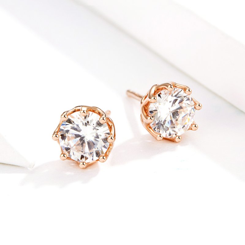 (obrázek pro) Rose Gold Peckové Náušnice Světlo SCE499-C, Kubická zirkonie, jako Pandora - Zobrazit 2