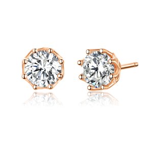 Rose Gold Peckové Náušnice Světlo SCE499-C, Kubická zirkonie, jako Pandora (obrázek pro) Rose Gold Peckové Náušnice Světlo SCE499-C, Kubická zirkonie, jako Pandora