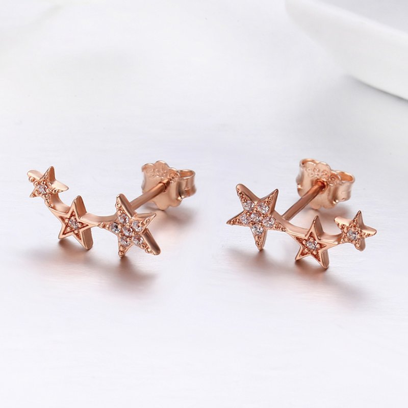 (obrázek pro) Rose Gold Peckové Náušnice Tajemství Hvězd SCE291, Kubická zirkonie, jako Pandor - Zobrazit 4