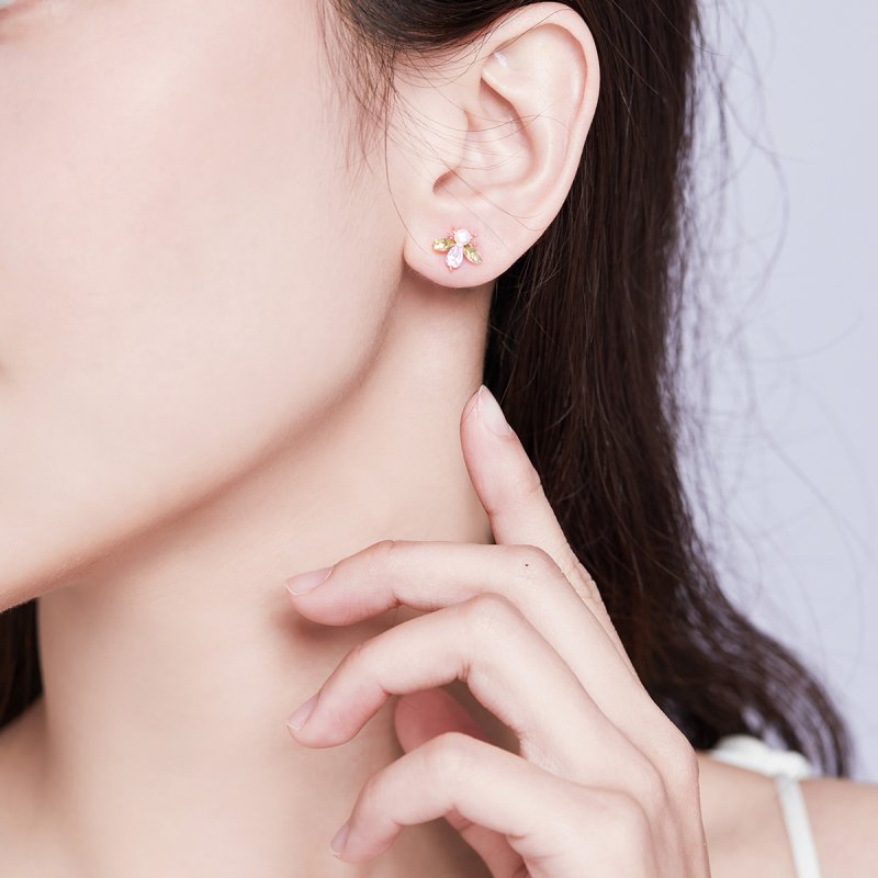 (obrázek pro) Rose Gold Peckové Náušnice Včela SCE643, Kubická zirkonie, jako Pandora - Zobrazit 6