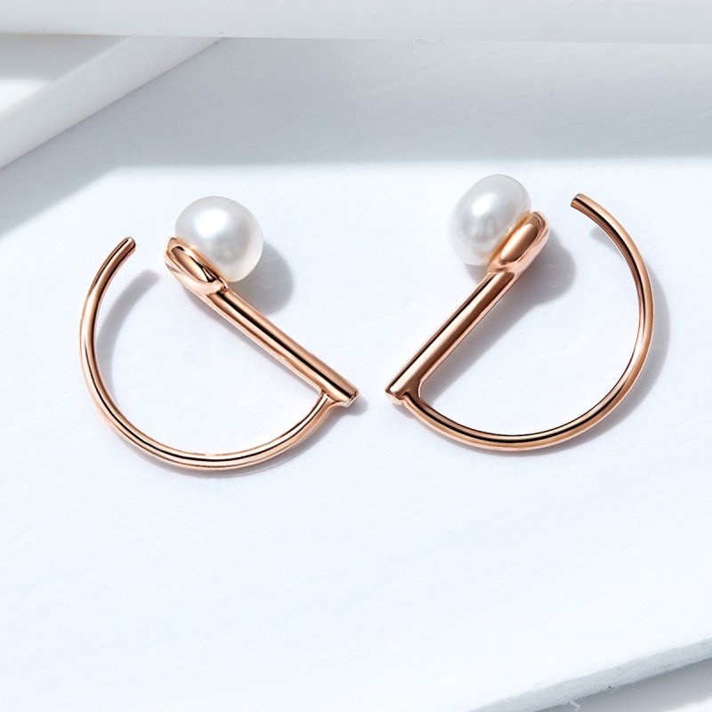 (obrázek pro) Rose Gold Visací Náušnice Perla SCE604 jako Pandora - Zobrazit 2
