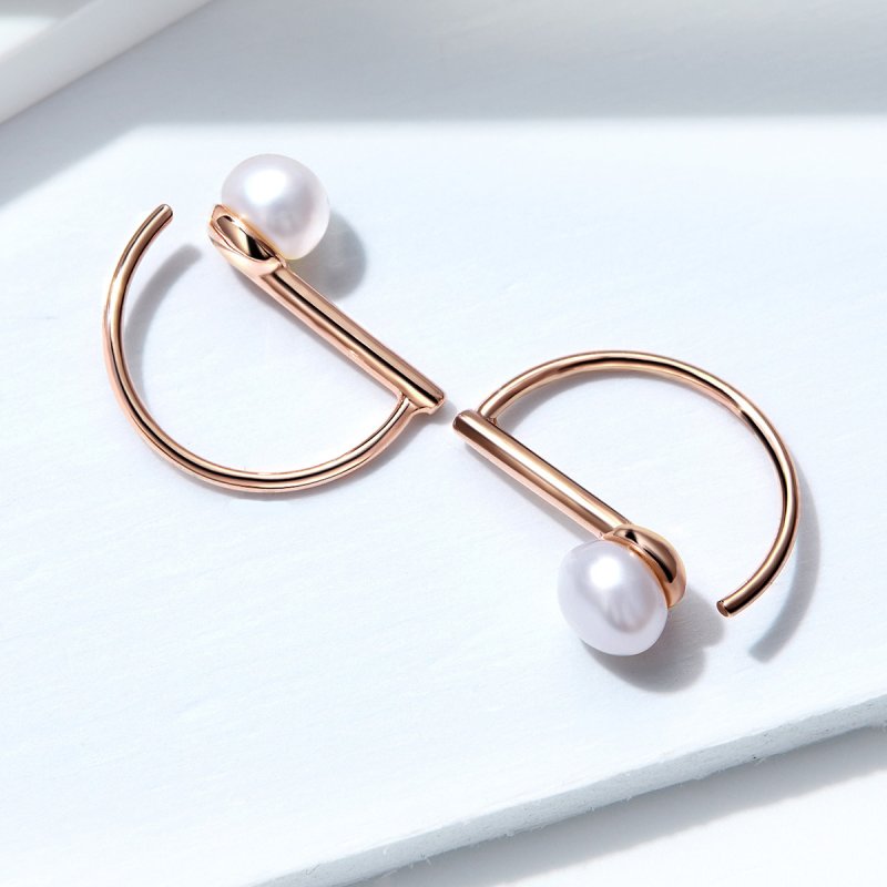 (obrázek pro) Rose Gold Visací Náušnice Perla SCE604 jako Pandora - Zobrazit 3