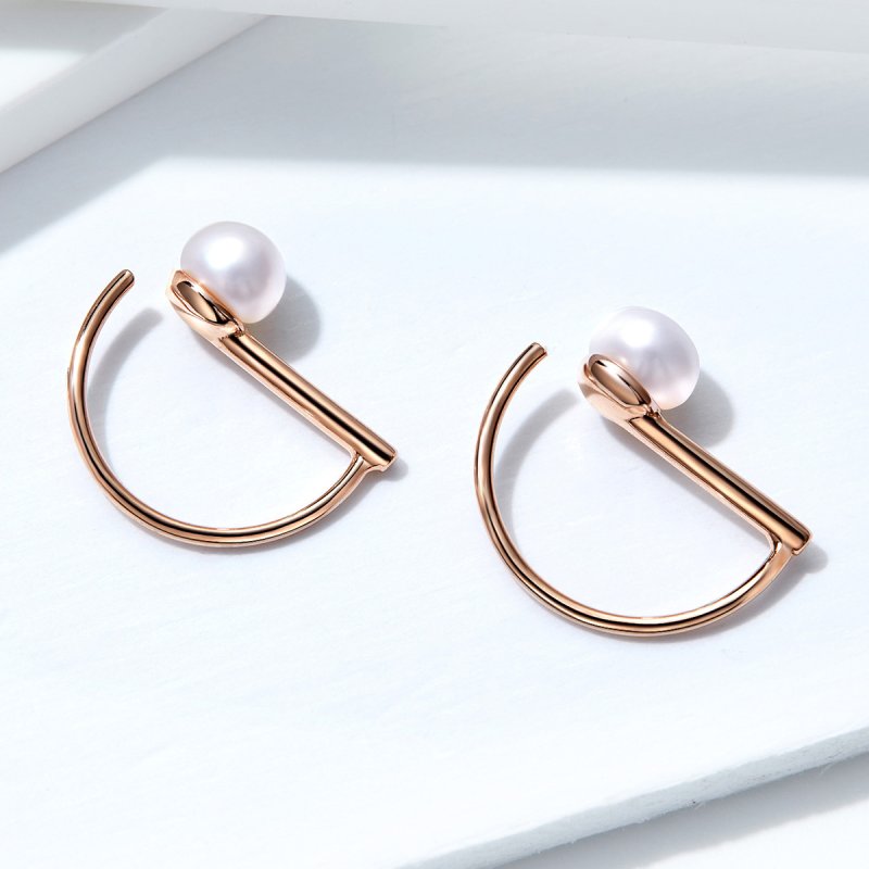 (obrázek pro) Rose Gold Visací Náušnice Perla SCE604 jako Pandora - Zobrazit 4