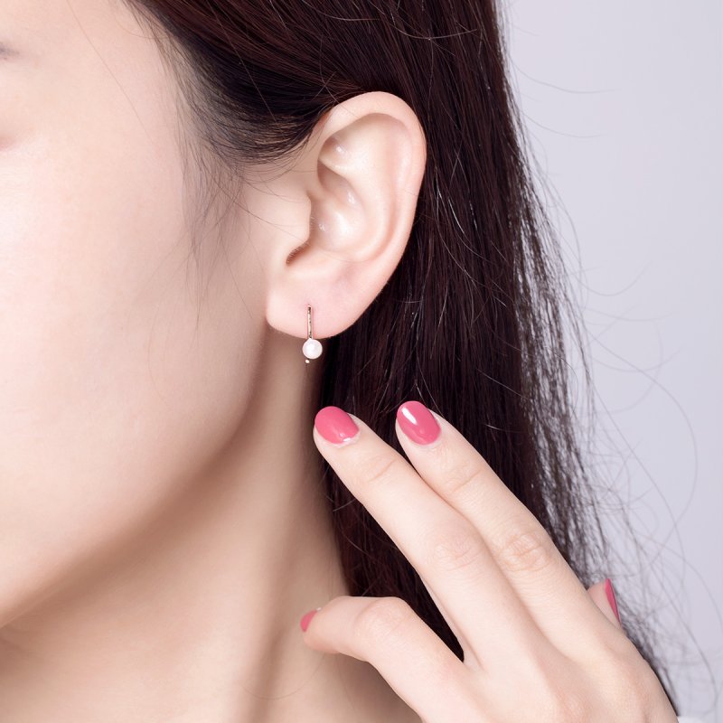 (obrázek pro) Rose Gold Visací Náušnice Perla SCE604 jako Pandora - Zobrazit 5