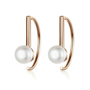 (obrázek pro) Rose Gold Visací Náušnice Perla SCE604 jako Pandora