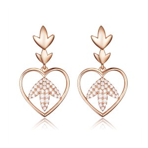 (obrázek pro) Rose Gold Visací Náušnice Podzimní Láska SCE557, Kubická zirkonie, Pandora styl
