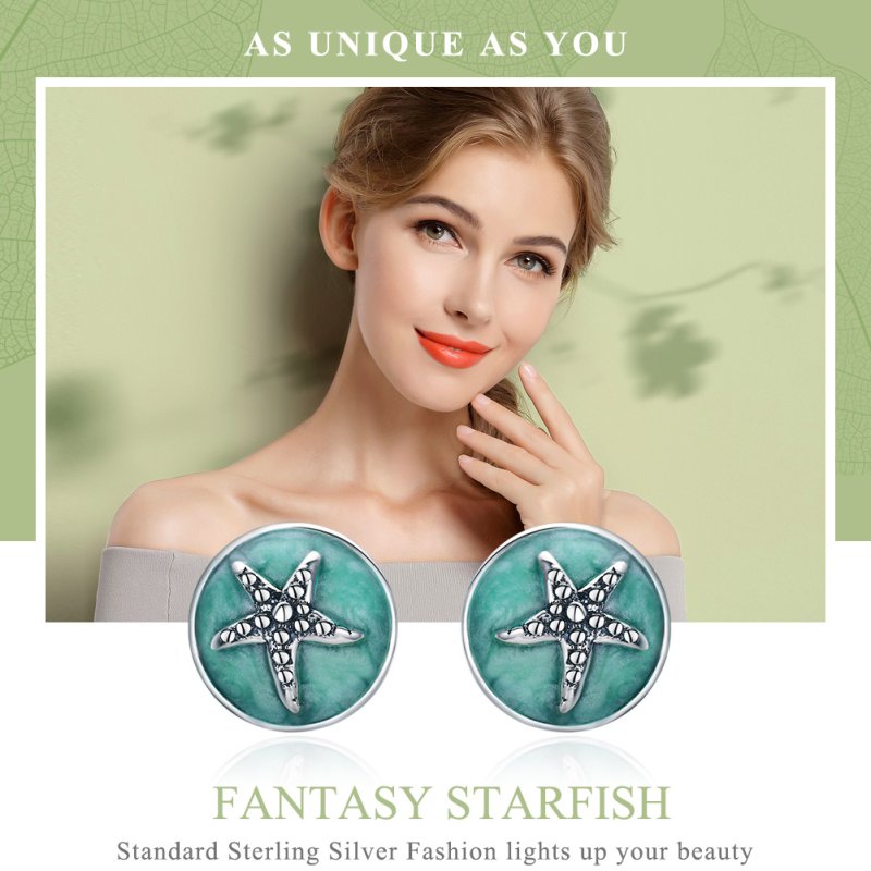 (obrázek pro) Stříbrné Peckové Náušnice Fantasy Hvězdice SCE205 Pandora styl - Zobrazit 2