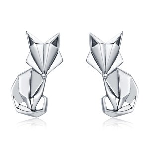 (obrázek pro) Stříbrné Peckové Náušnice Origami Liška SCE526 Pandora styl