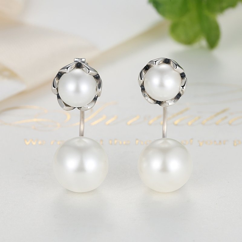 (obrázek pro) Stříbrné Peckové Náušnice Perla SCE002 Pandora styl - Zobrazit 3