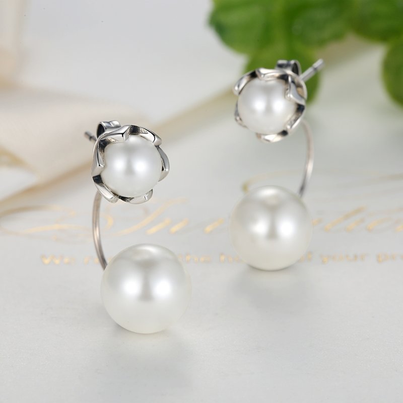 (obrázek pro) Stříbrné Peckové Náušnice Perla SCE002 Pandora styl - Zobrazit 4