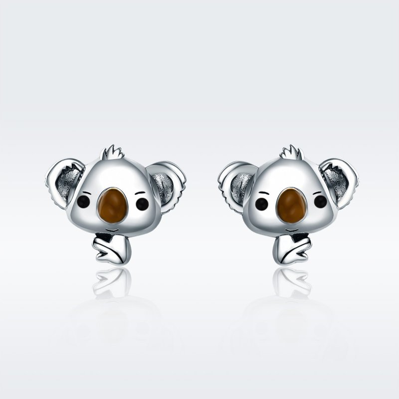 (obrázek pro) Stříbrné Peckové Náušnice Roztomilý Koala SCE381 Pandora styl - Zobrazit 3