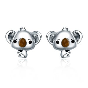 (obrázek pro) Stříbrné Peckové Náušnice Roztomilý Koala SCE381 Pandora styl