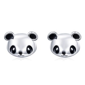 (obrázek pro) Stříbrné Peckové Náušnice Roztomilá Panda SCE386 Pandora styl