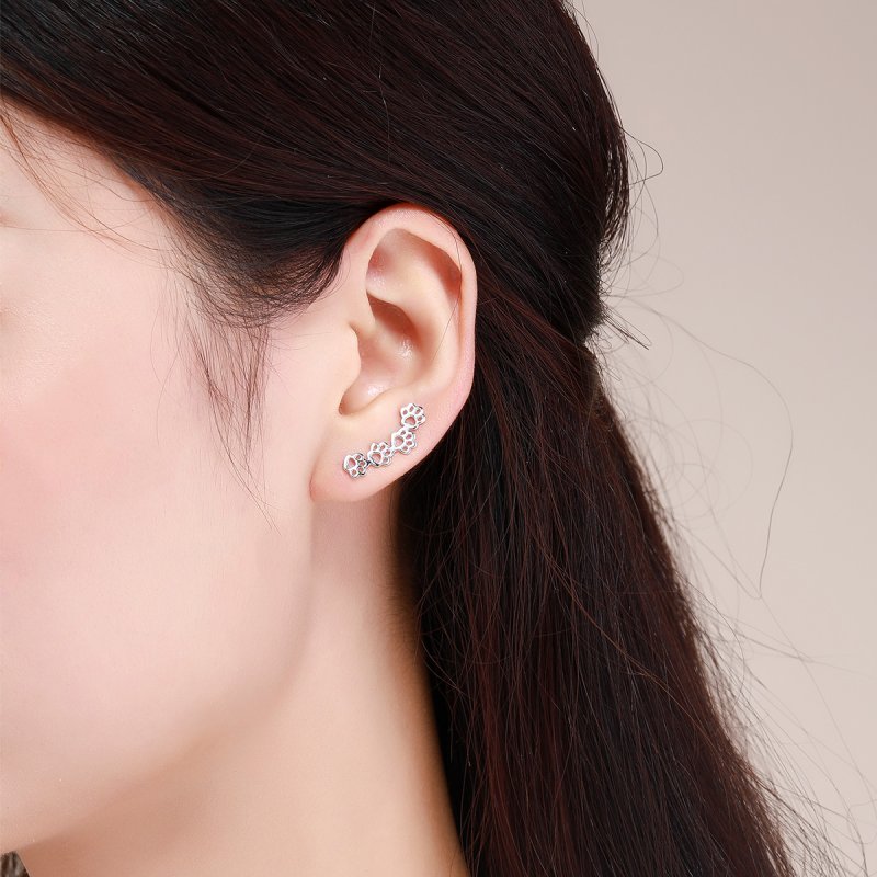 (obrázek pro) Stříbrné Peckové Náušnice Tlapa Tisk SCE430 Pandora styl - Zobrazit 4